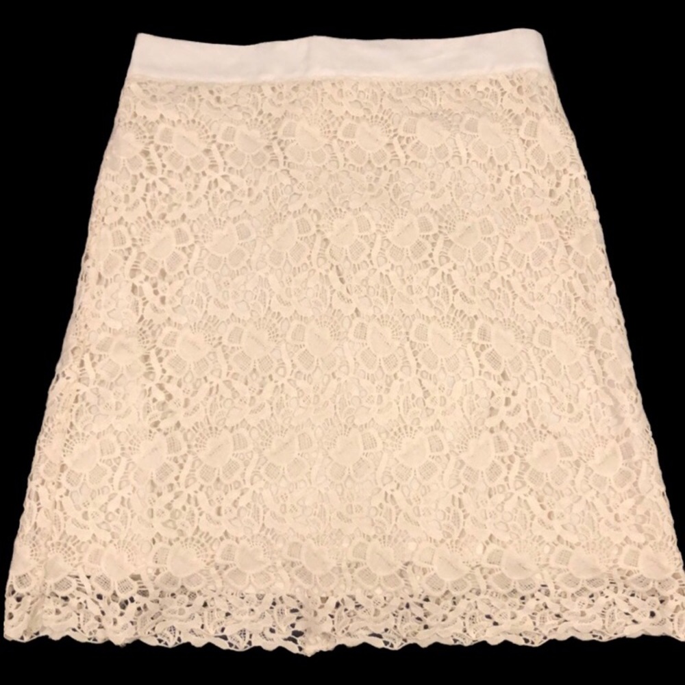 LOFT Lace Floral Cream Mini Skirt